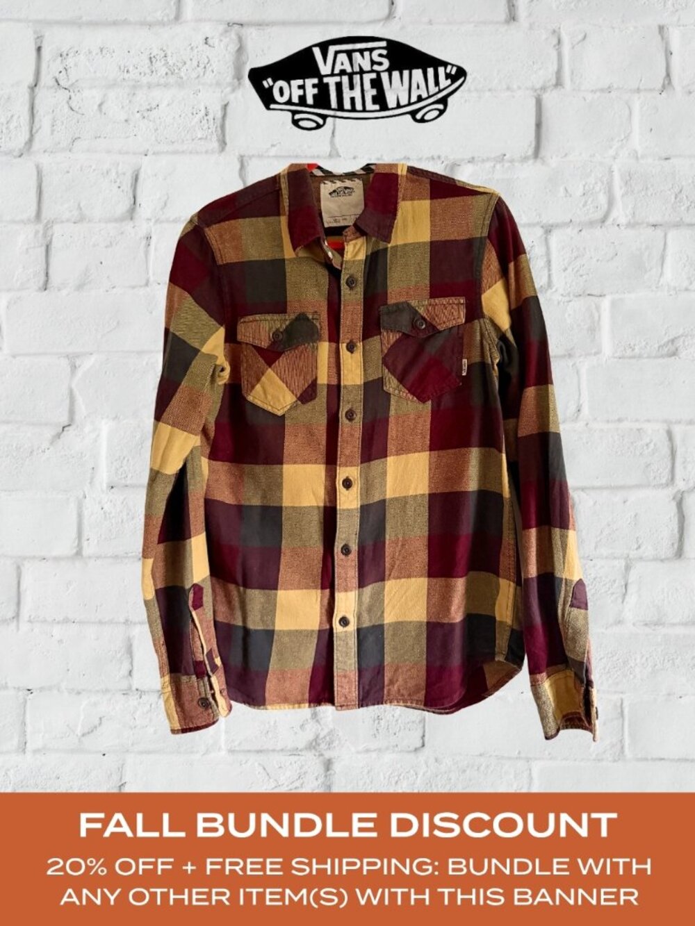 Vans Off The Wall | Plaid Flannel Fall Shirt | Men's S (Fits Womens Medium) - Picture 1 of 7